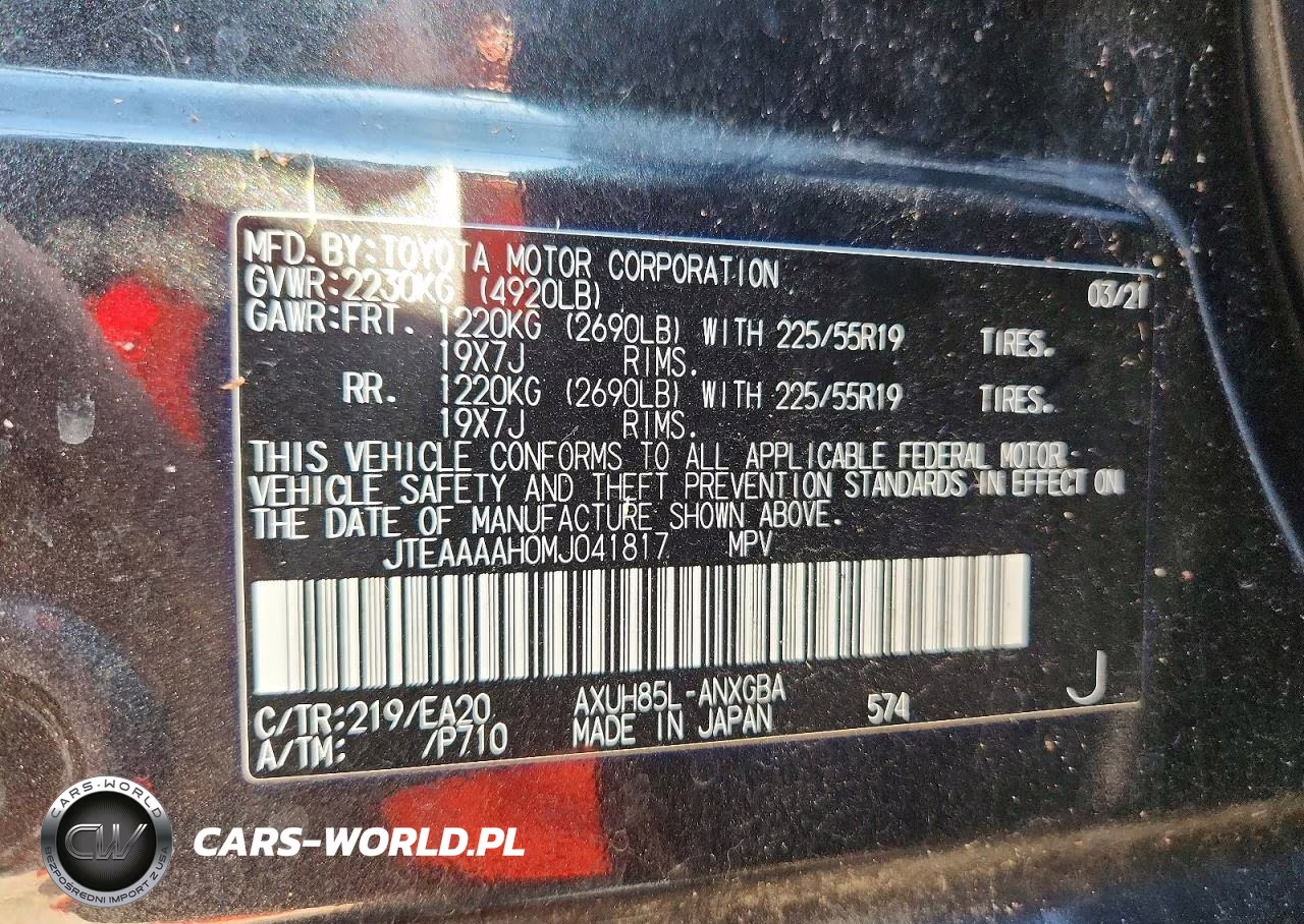 2021 Toyota Venza Xle VIN:JTEAAAAH0MJ041817 - 13