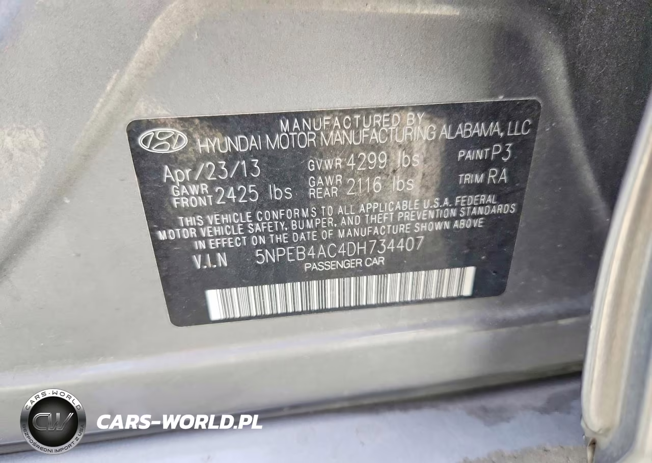 2013 Hyundai Sonata Gls VIN:5NPEB4AC4DH734407 - 12