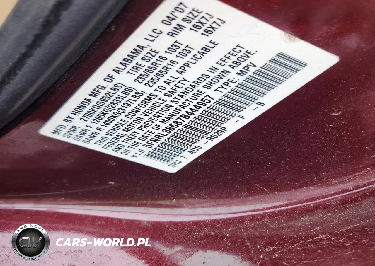 2007 Honda Odyssey Exl VIN:5FNRL38687B444957 - 14