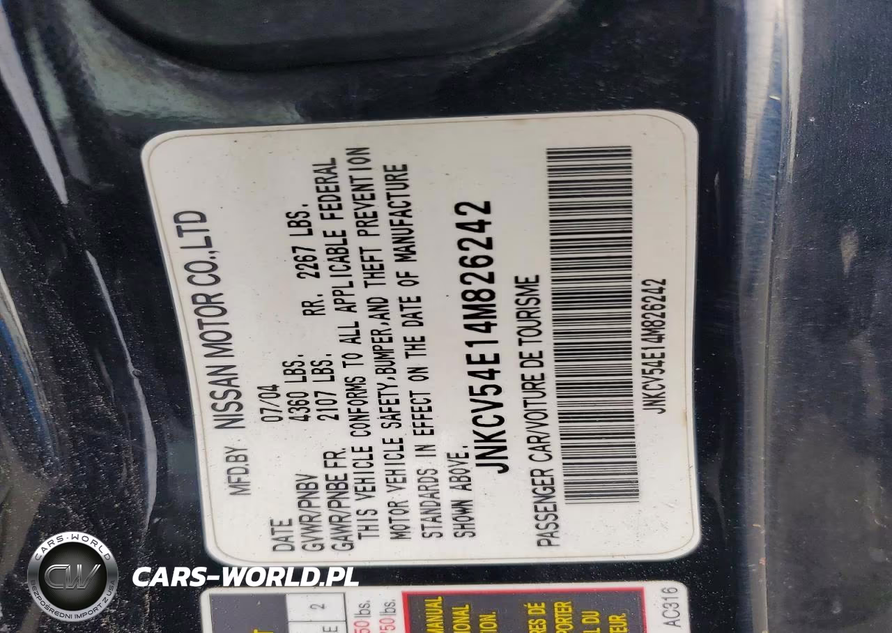 2004 Infiniti G35 Base VIN:JNKCV54E14M826242 - 12