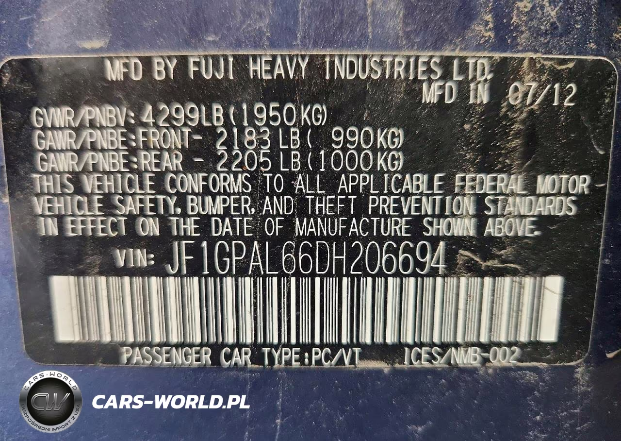 2013 Subaru Impreza Sport Premium VIN:JF1GPAL66DH206694 - 13