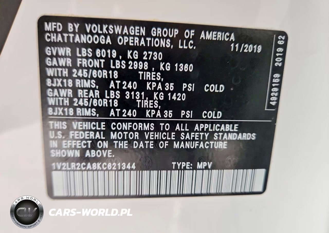 2019 Volkswagen Atlas Se VIN:1V2LR2CA8KC621344 - 14