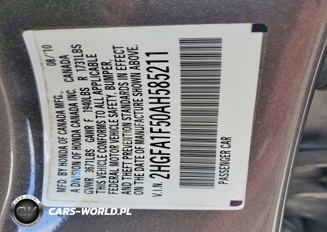 2010 Honda Civic Lx VIN:2HGFA1F50AH585211 - 12