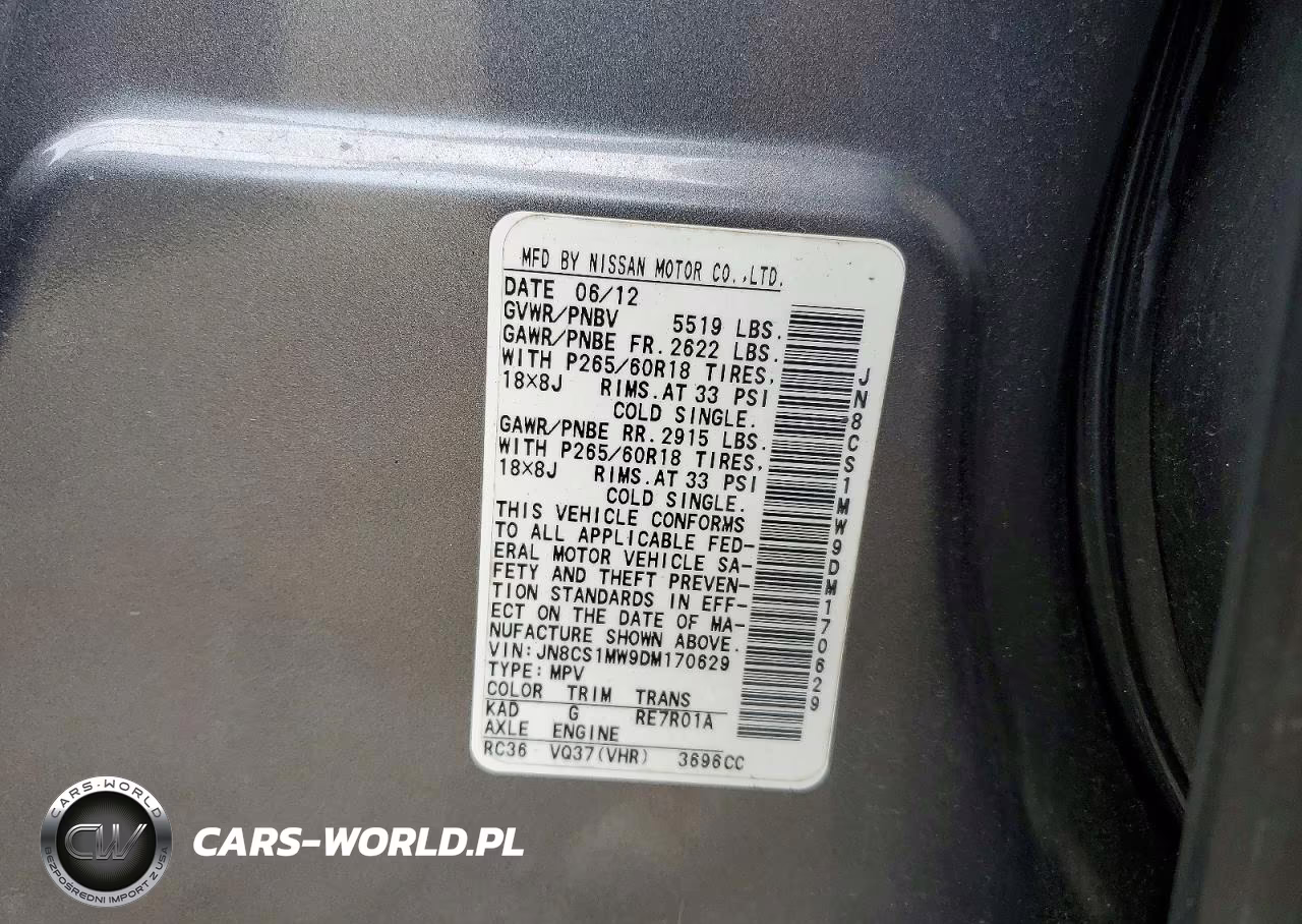 2013 Infiniti Fx37 Base VIN:JN8CS1MW9DM170629 - 13