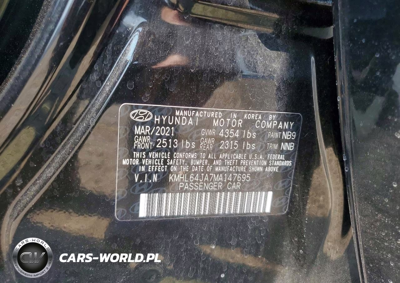 2021 Hyundai Sonata Sel VIN:KMHL64JA7MA147695 - 12