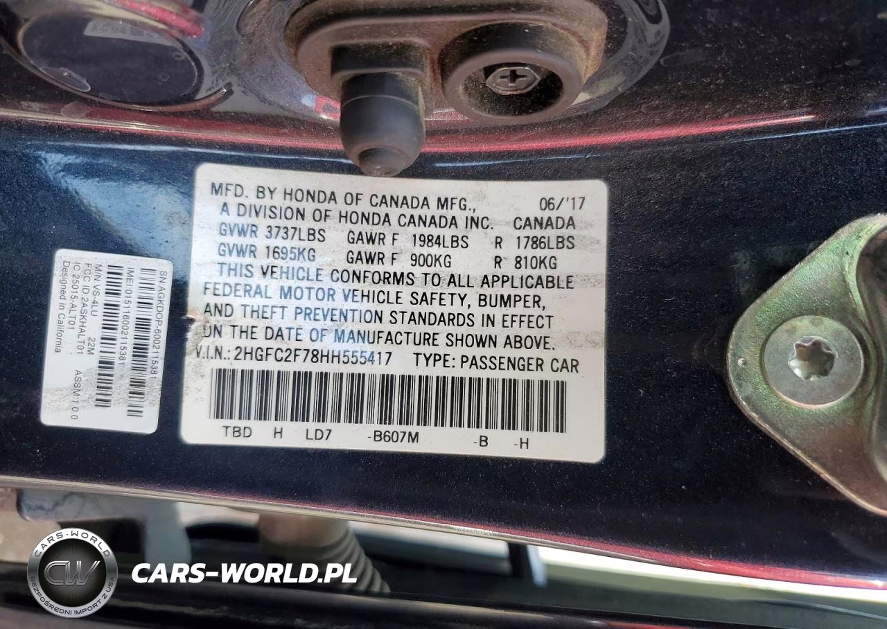 2017 Honda Civic Ex VIN:2HGFC2F78HH555417 - 12