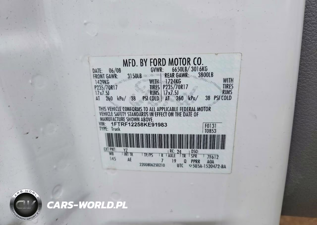 2008 Ford F150 VIN:1FTRF12258KE91983 - 12