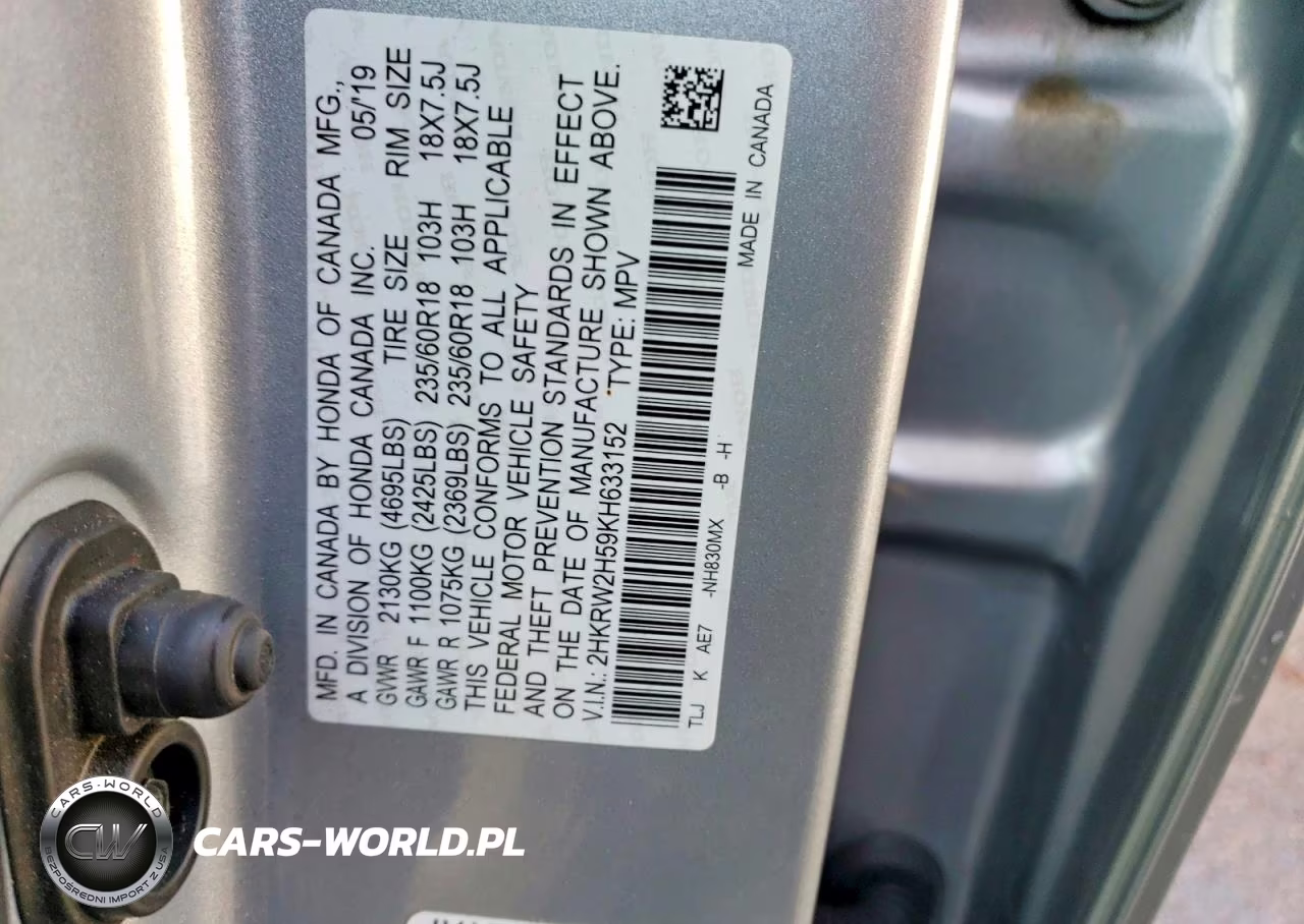 2019 Honda Cr-V Ex VIN:2HKRW2H59KH633152 - 13