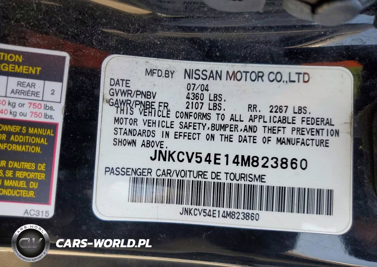 2004 Infiniti G35 Base VIN:JNKCV54E14M823860 - 12