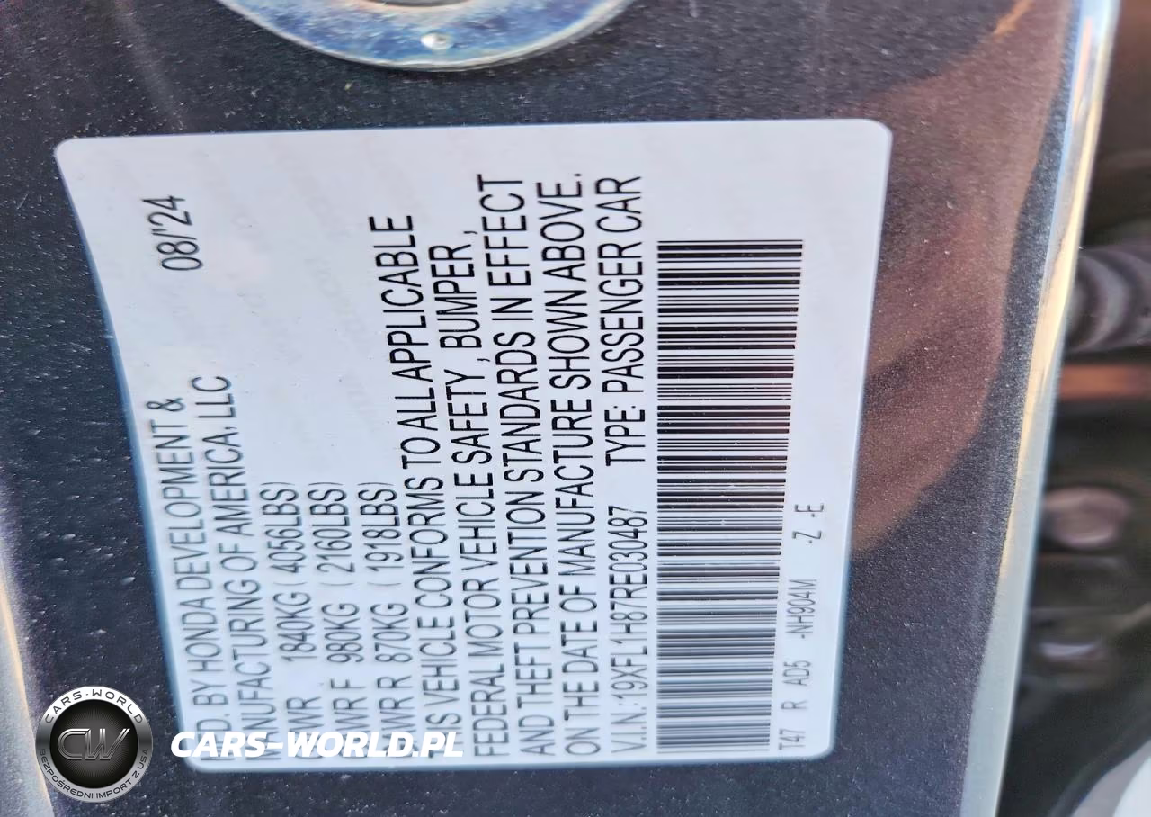 2024 Honda Civic Sport Touring VIN:19XFL1H87RE030487 - 13