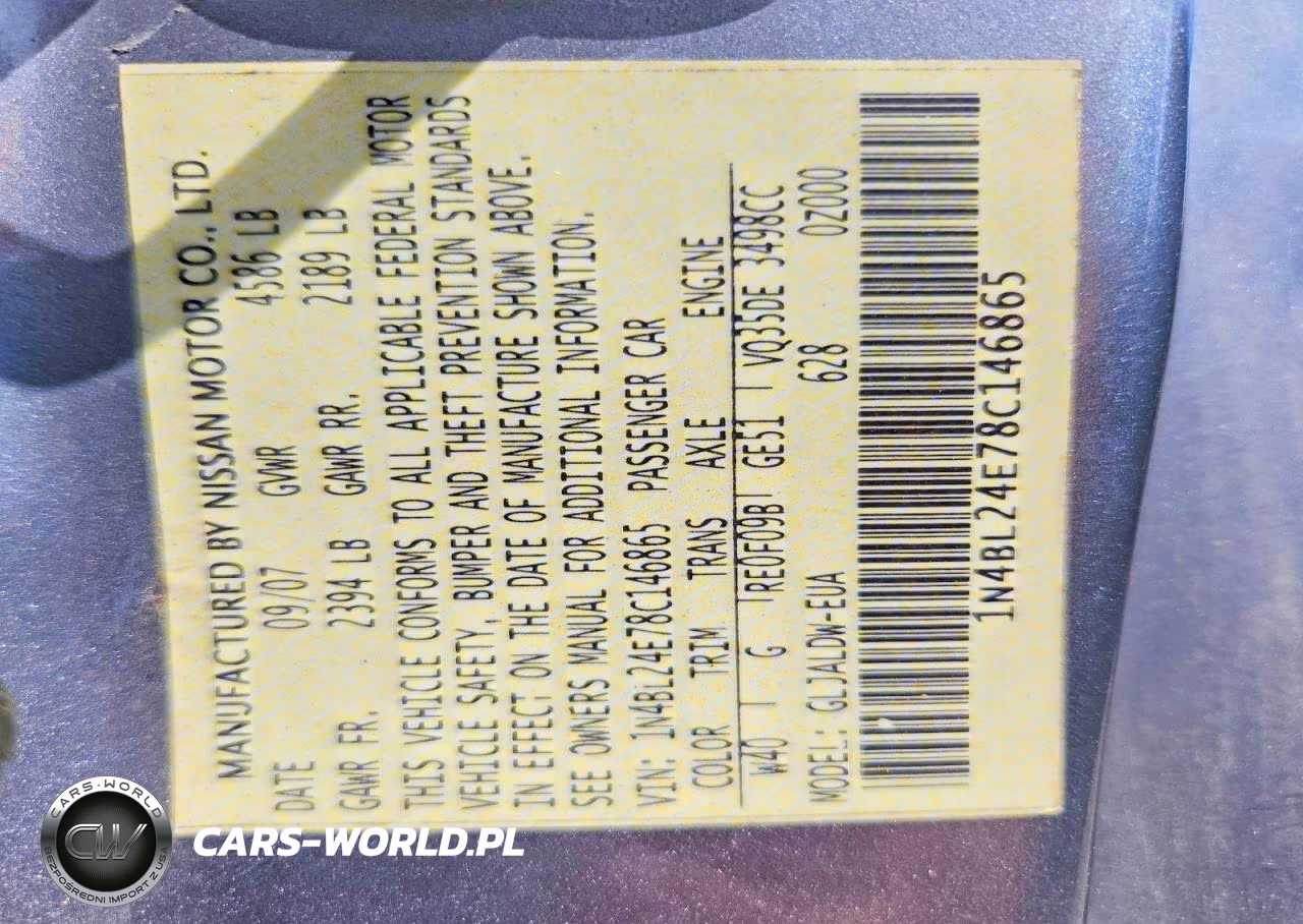 2008 Nissan Altima 3.5Se VIN:1N4BL24E78C146865 - 12