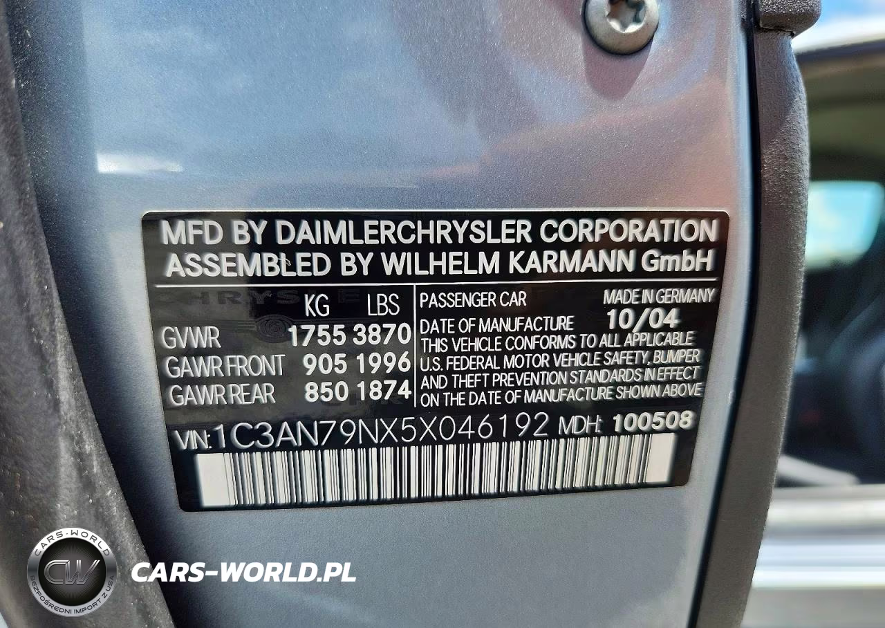 2005 Chrysler Crossfire Srt-6 VIN:1C3AN79NX5X046192 - 12