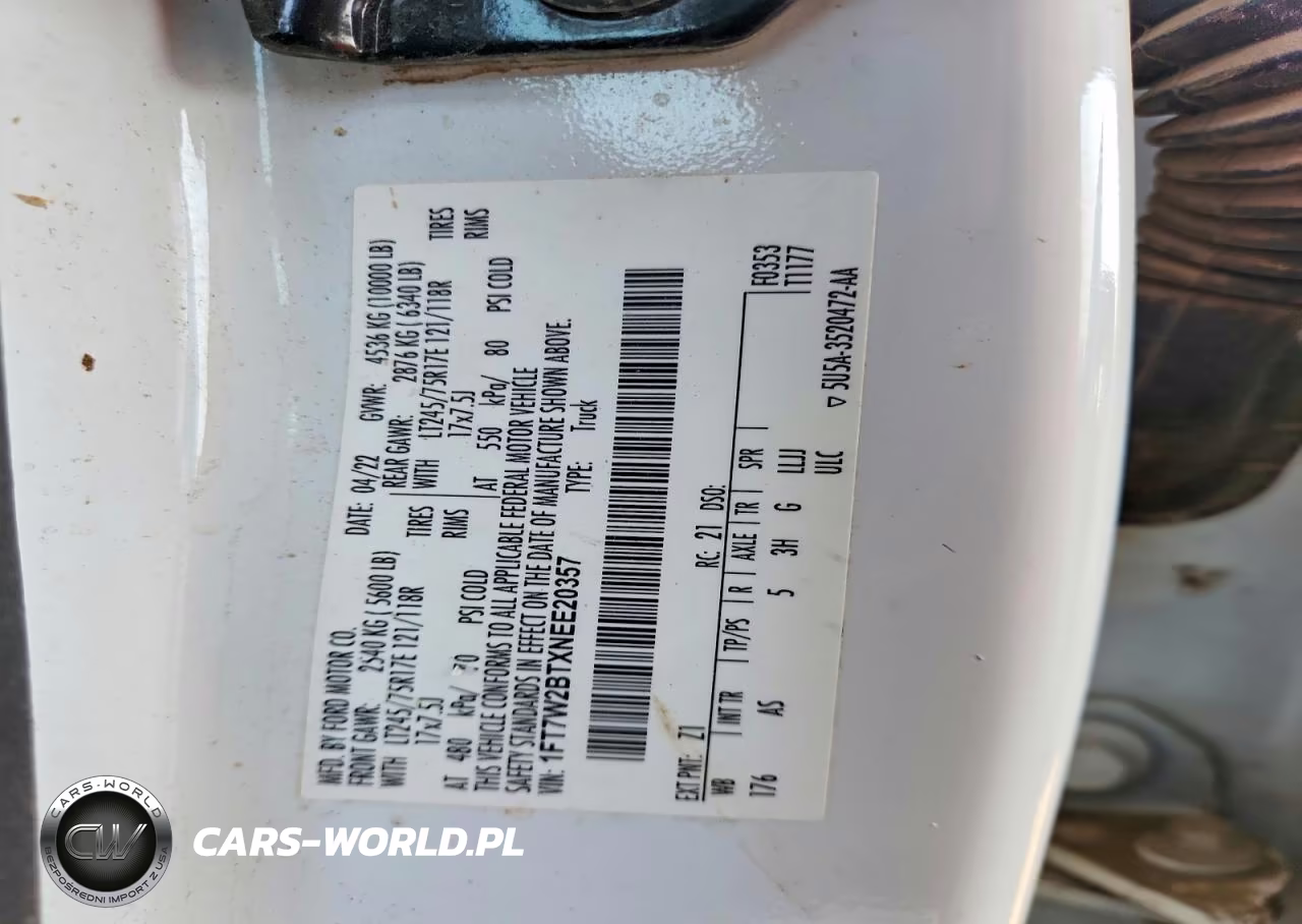 2022 Ford F250 Super Duty VIN:1FT7W2BTXNEE20357 - 12