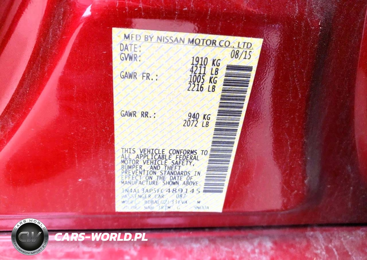 2015 Nissan Altima 2.5 S VIN:1N4AL3AP5FC489145 - 12