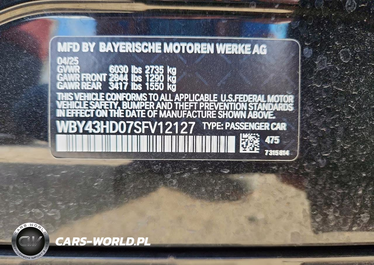 2025 BMW I4 xDrive 40 VIN:WBY43HD07SFV12127 - 13