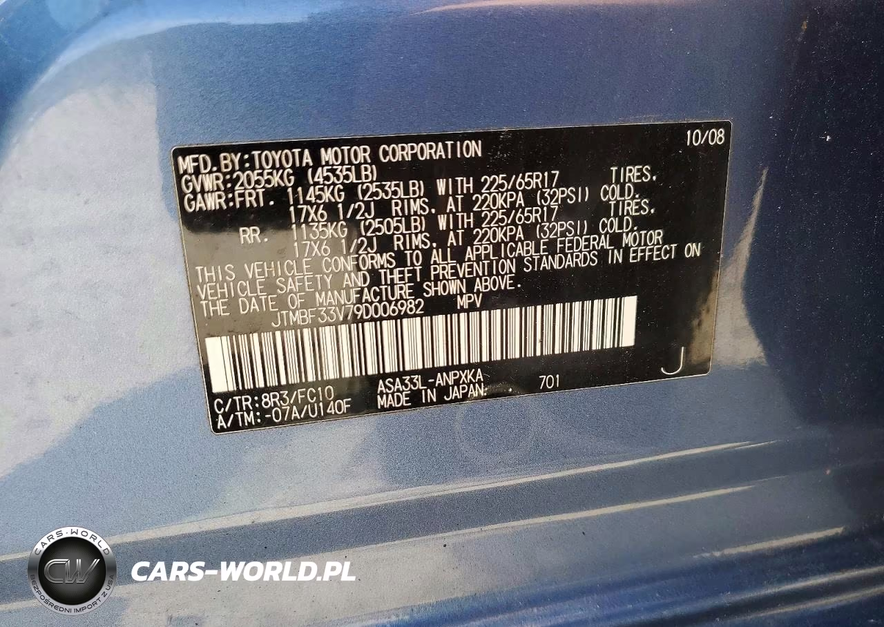 2009 Toyota Rav4 Base VIN:JTMBF33V79D006982 - 13
