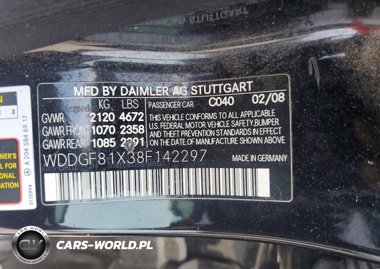 2008 Mercedes-Benz C 300 4Matic VIN:WDDGF81X38F142297 - 12