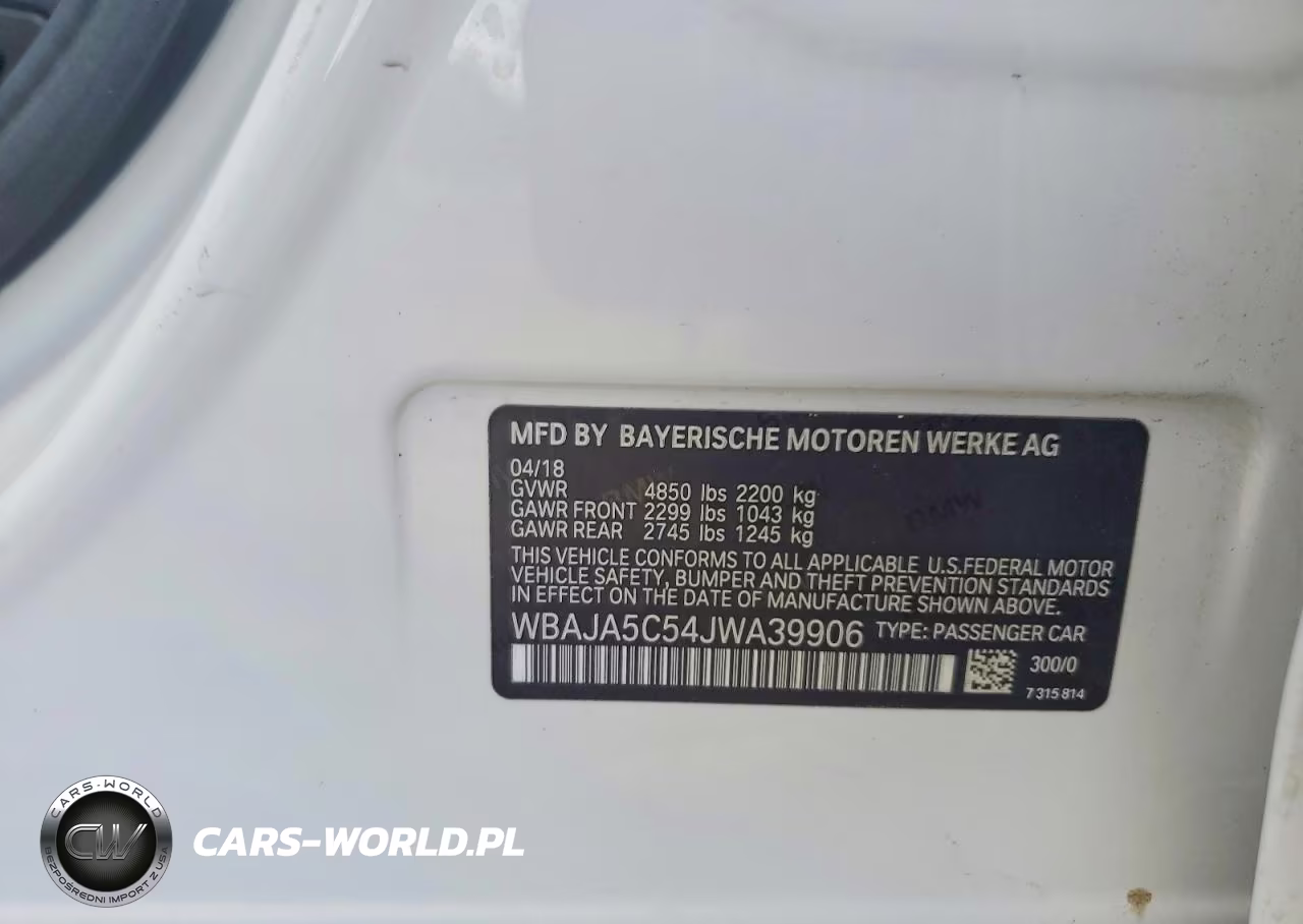 2018 BMW 530 I VIN:WBAJA5C54JWA39906 - 12