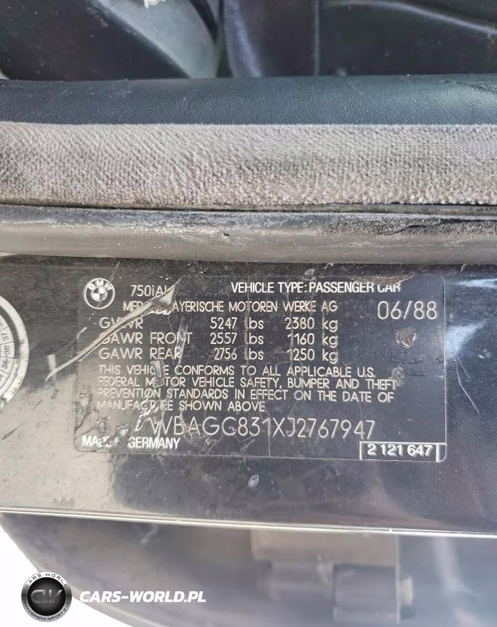 1988 BMW 750 Il VIN:WBAGC831XJ2767947 - 12