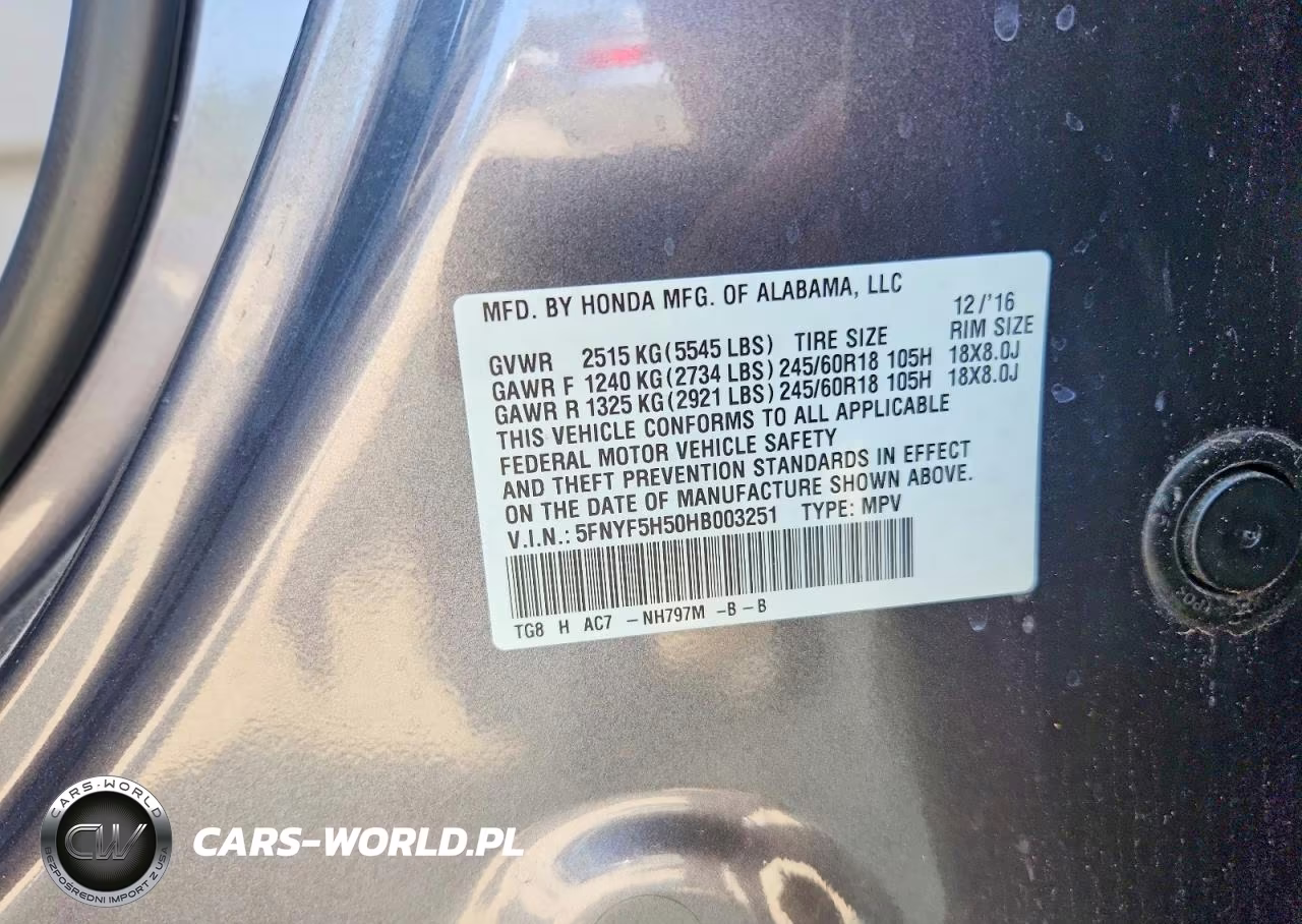2017 Honda Pilot Exl VIN:5FNYF5H50HB003251 - 14