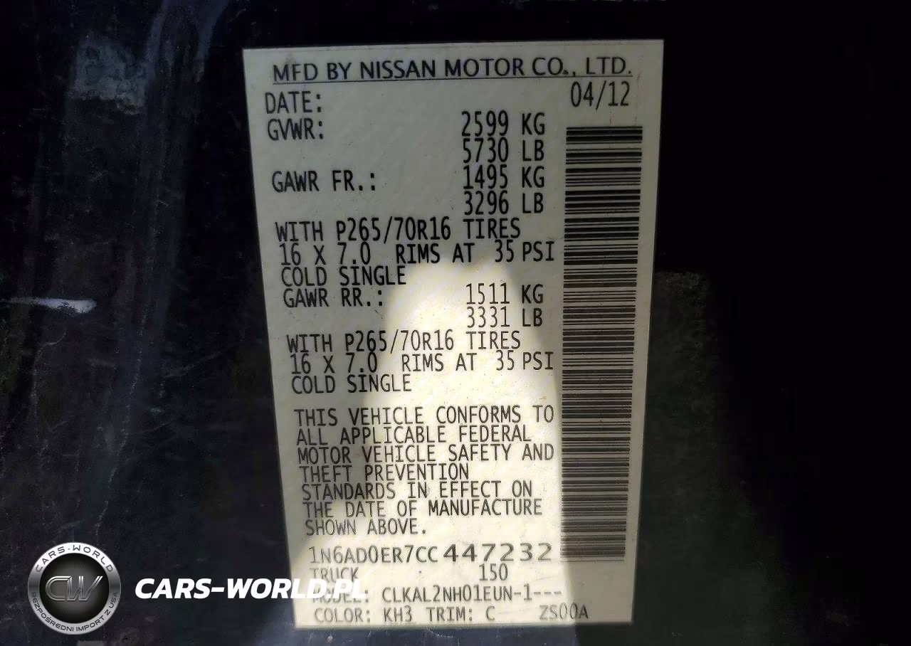 2012 Nissan Frontier S VIN:1N6AD0ER7CC447232 - 13