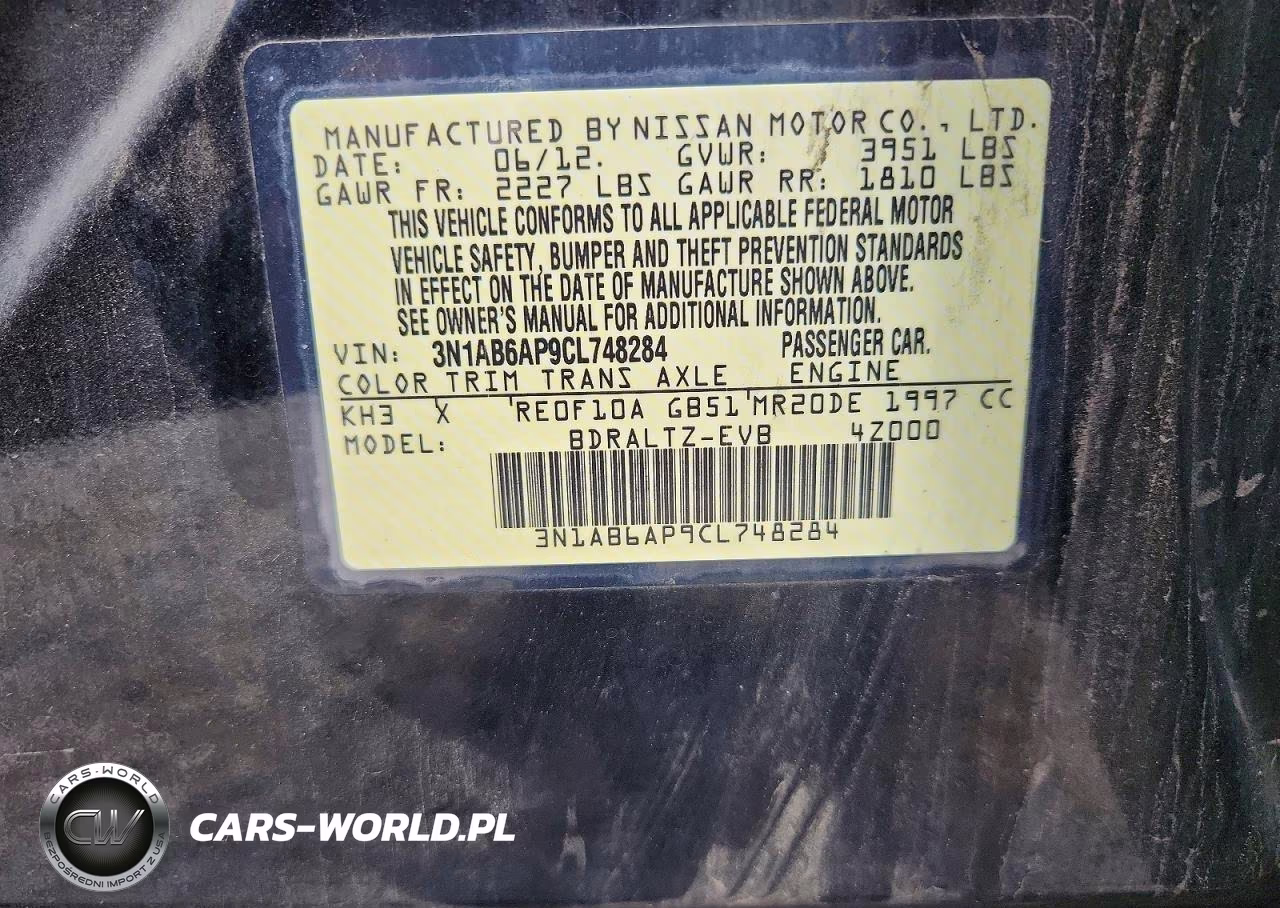 2012 Nissan Sentra 2.0 VIN:3N1AB6AP9CL748284 - 12