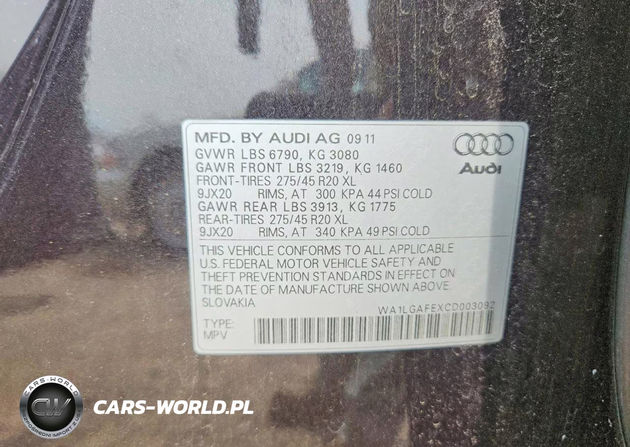 2012 Audi Q7 Premium Plus VIN:WA1LGAFEXCD003092 - 12