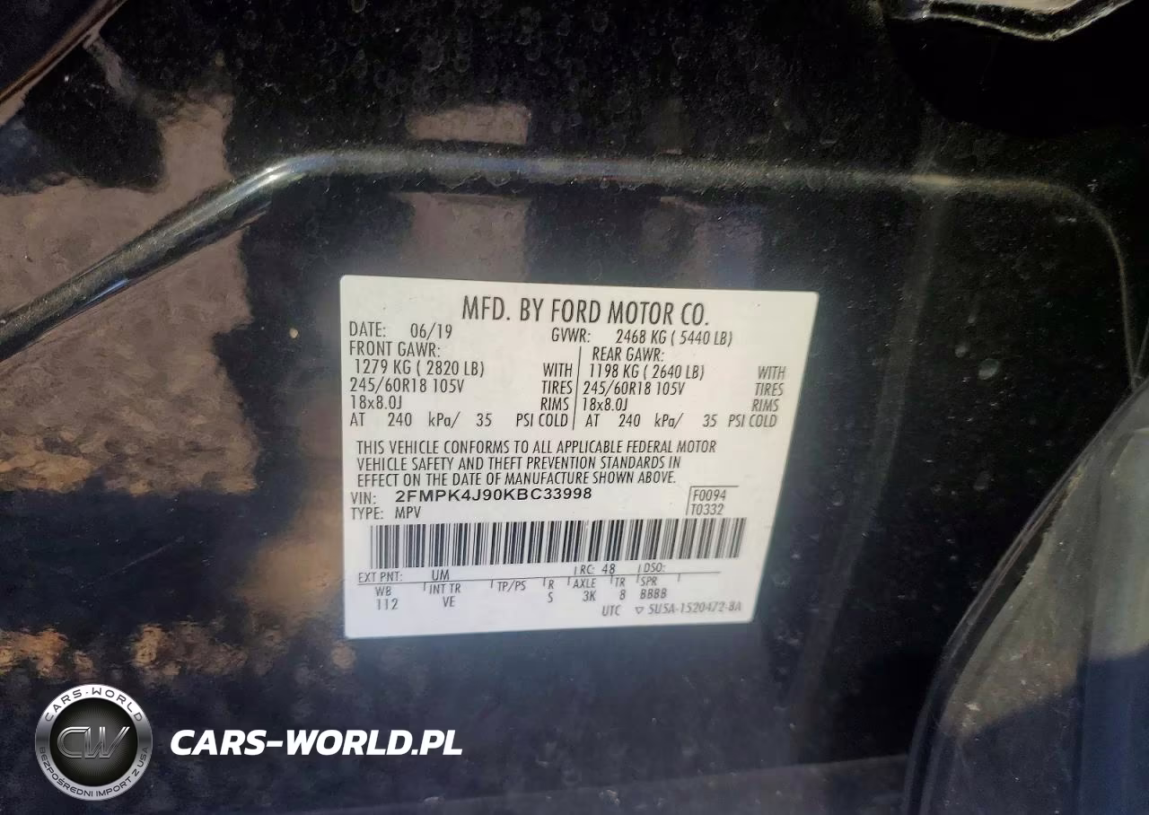 2019 Ford Edge Sel VIN:2FMPK4J90KBC33998 - 12
