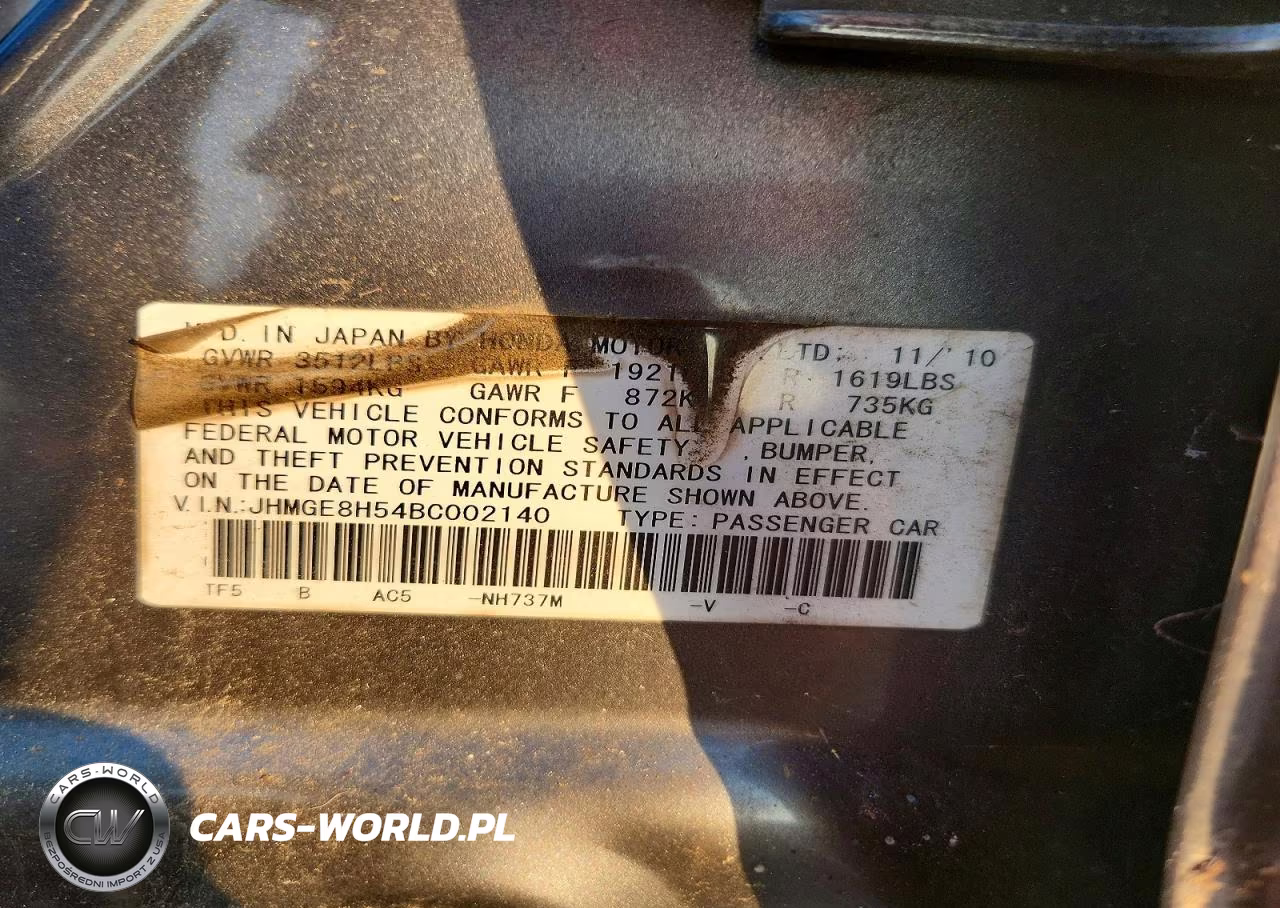 2011 Honda Fit Sport VIN:JHMGE8H54BC002140 - 12