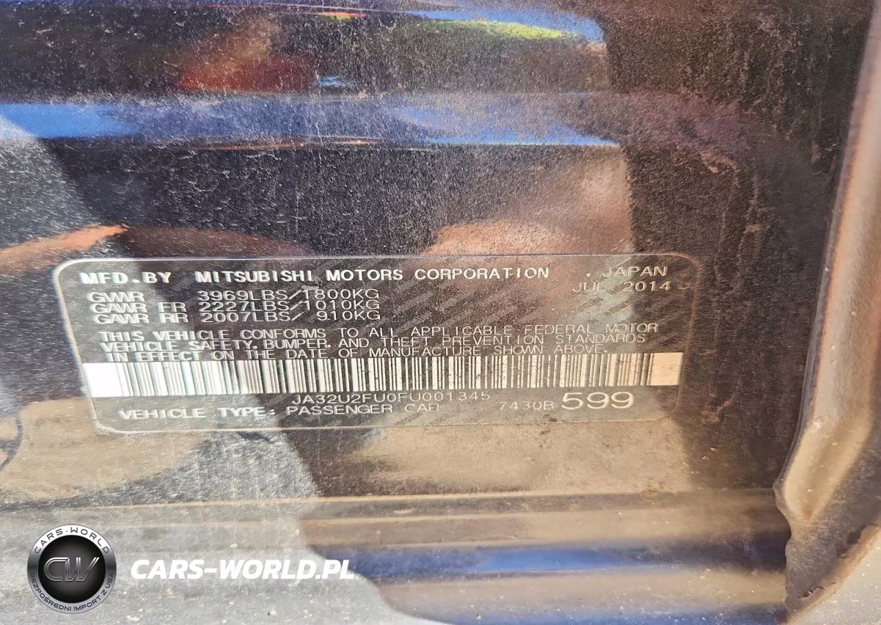 2015 Mitsubishi Lancer Es VIN:JA32U2FU0FU001345 - 12