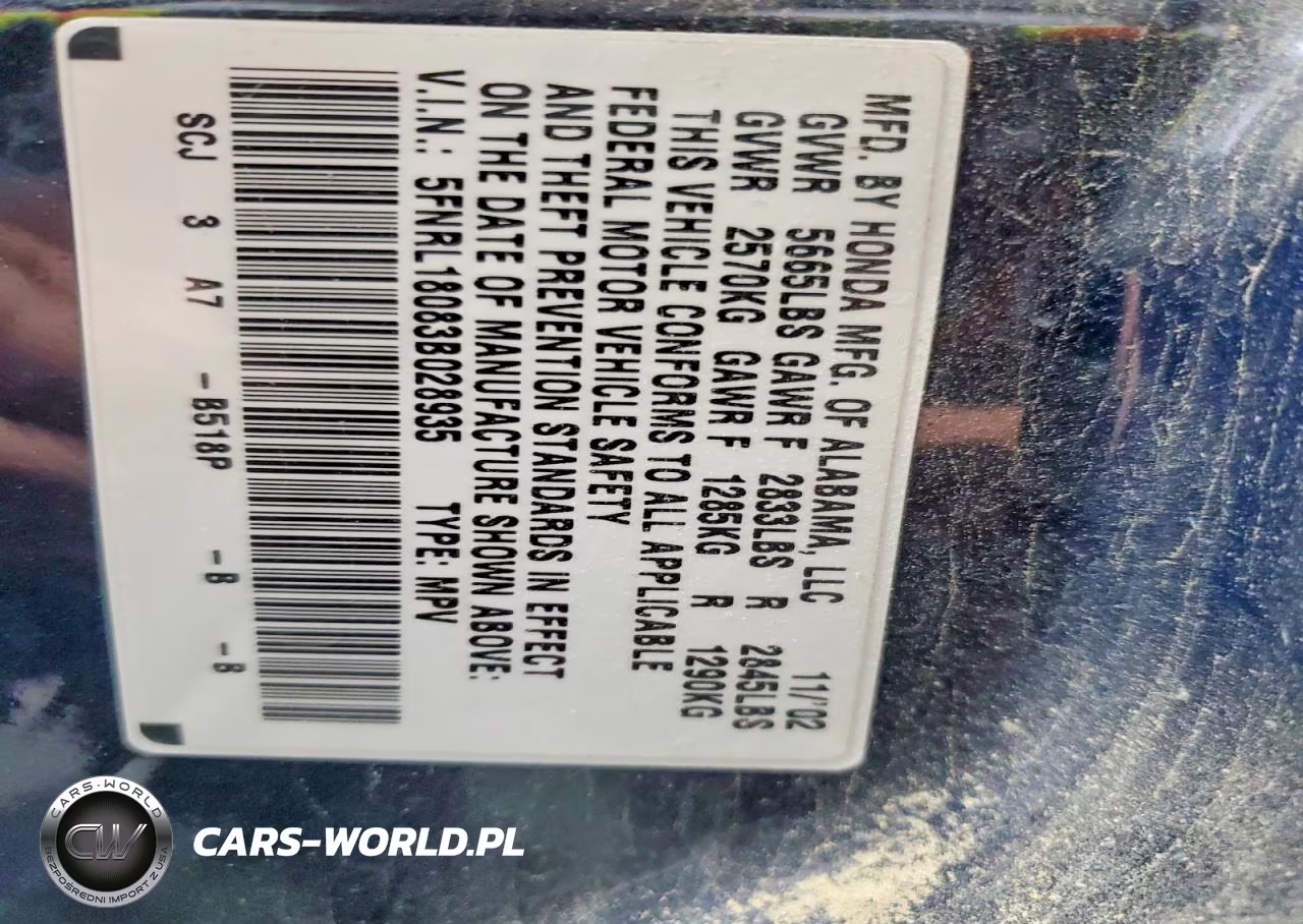 2003 Honda Odyssey Exl VIN:5FNRL18083B028935 - 13