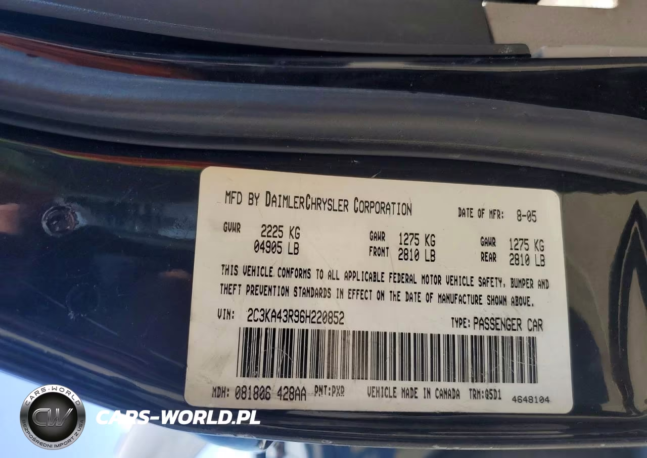 2006 Chrysler 300 VIN:2C3KA43R96H220852 - 12