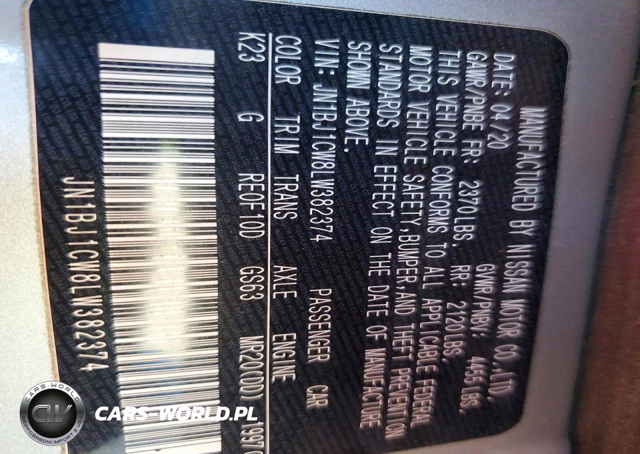 2020 Nissan Rogue Sport S VIN:JN1BJ1CW8LW382374 - 14