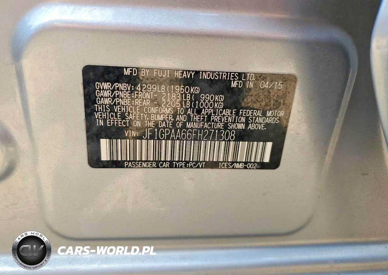 2015 Subaru Impreza VIN:JF1GPAA66FH271308 - 12
