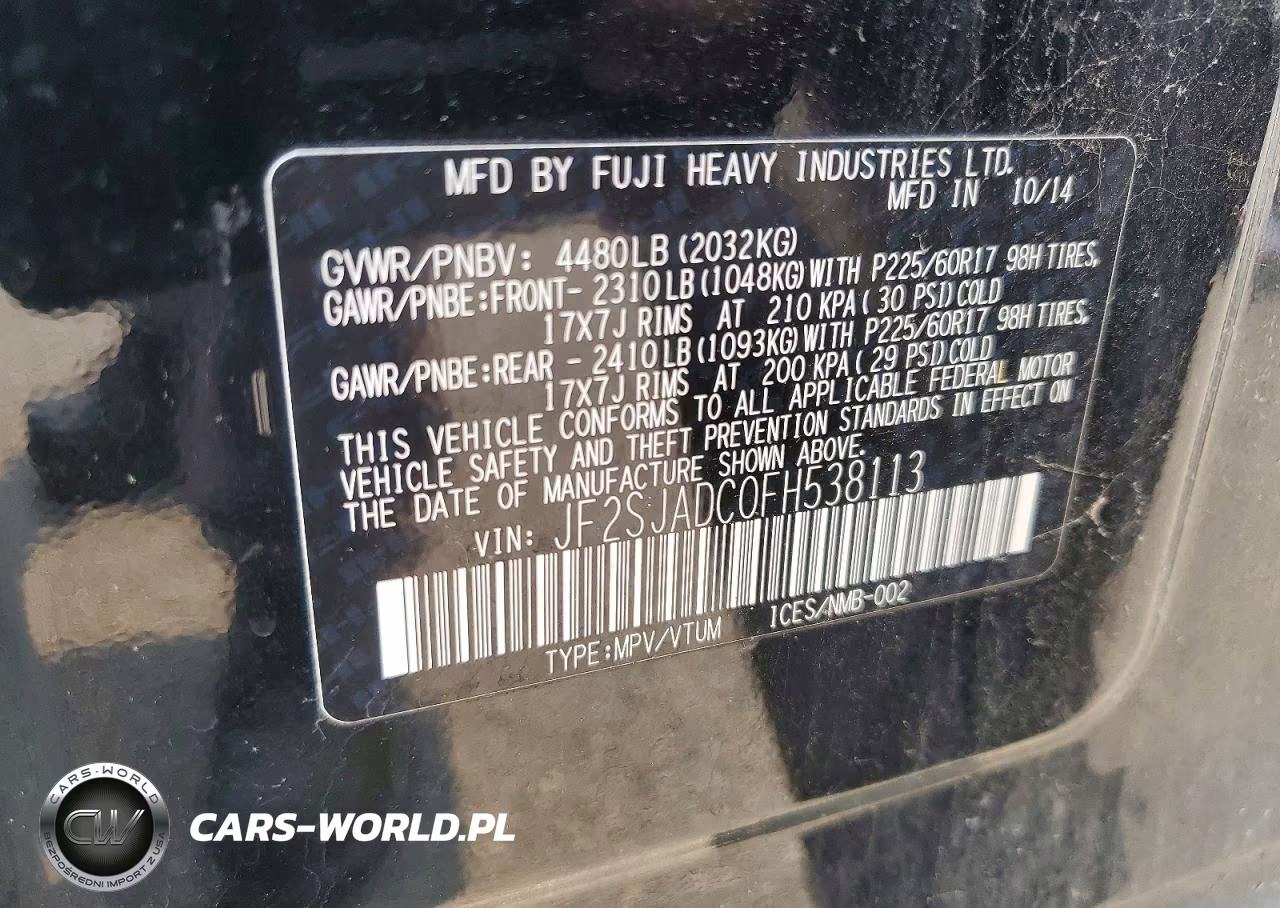 2015 Subaru Forester 2.5I Premium VIN:JF2SJADC0FH538113 - 12