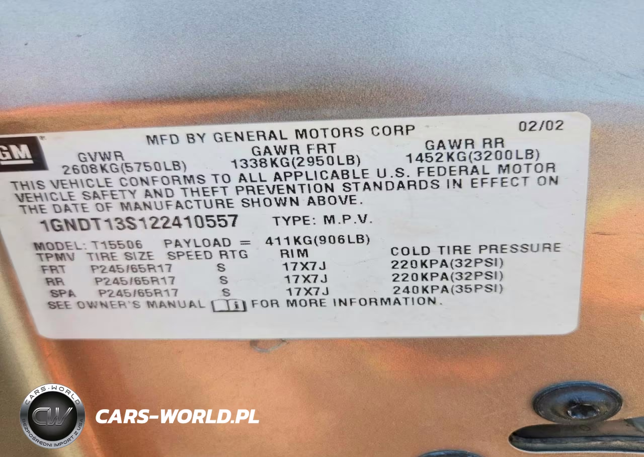 2002 Chevrolet Trailblazer VIN:1GNDT13S122410557 - 12