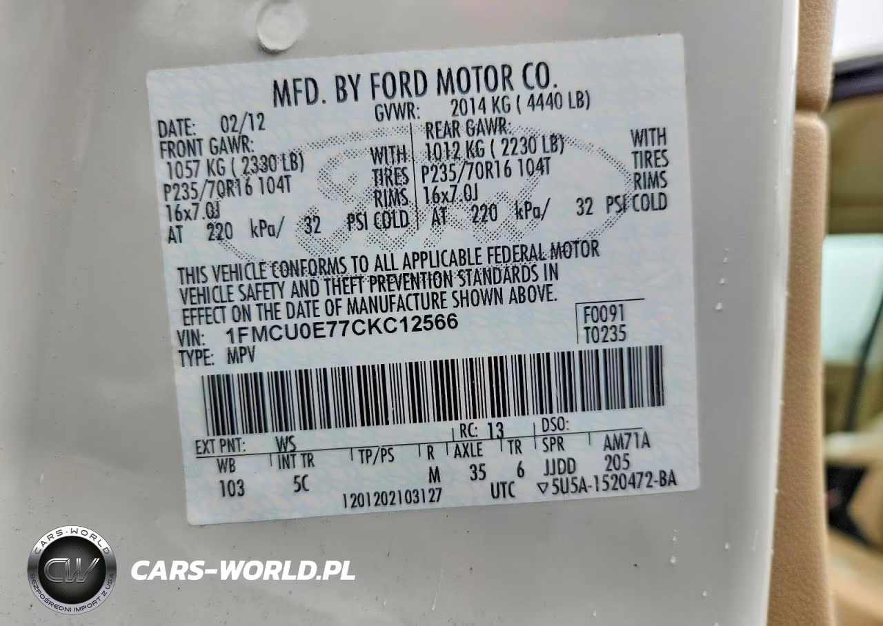 2012 Ford Escape Limited VIN:1FMCU0E77CKC12566 - 13