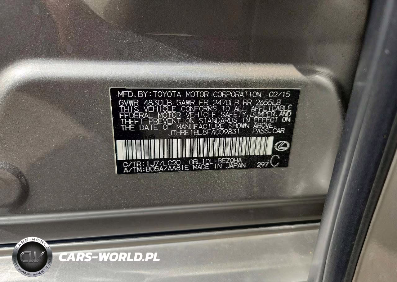 2015 Lexus Gs 350 VIN:JTHBE1BL8FA009831 - 12