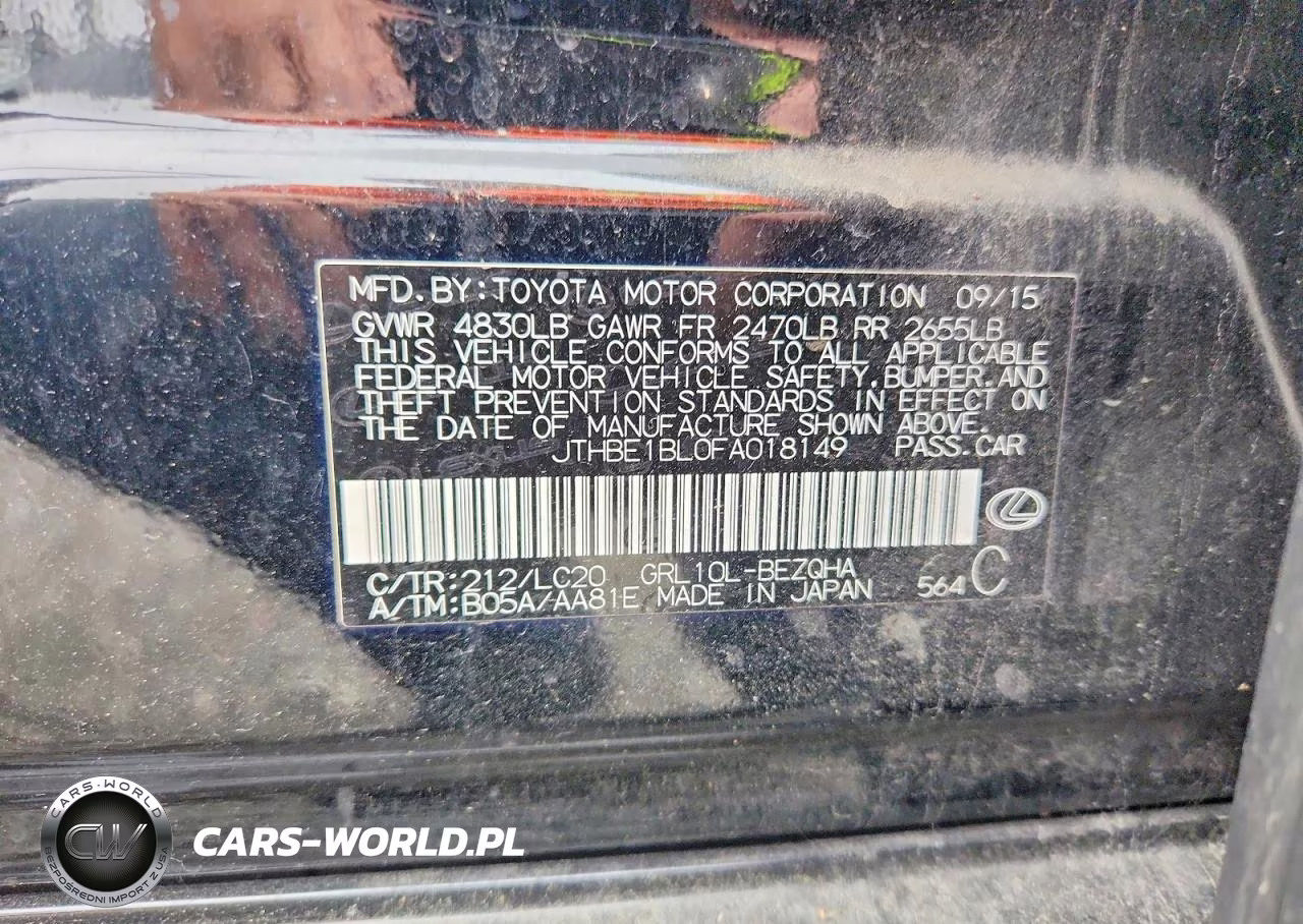 2015 Lexus Gs 350 Base VIN:JTHBE1BL0FA018149 - 12