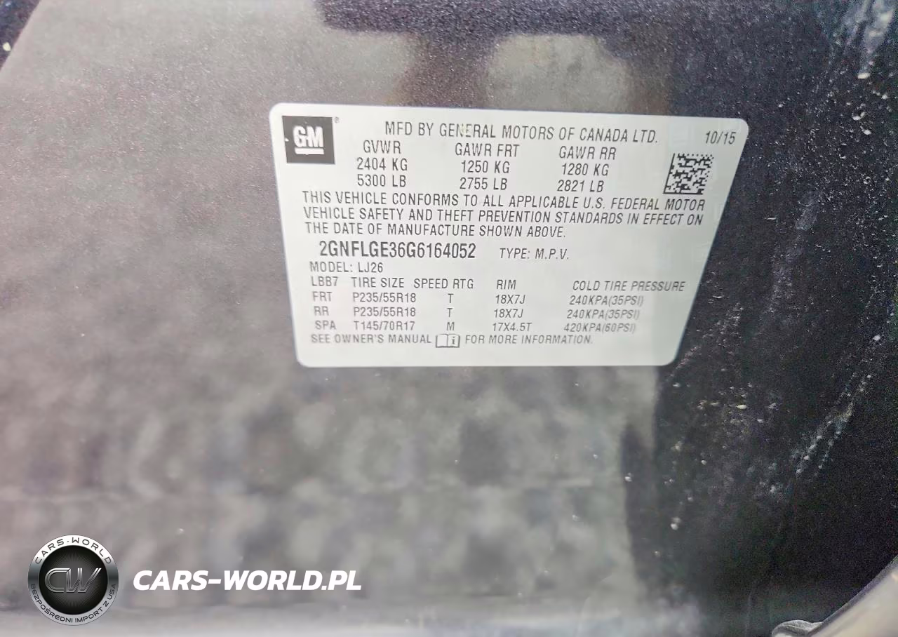 2016 CHEVROLET EQUINOX LT LTZ VIN:2GNFLGE36G6164052 - 12