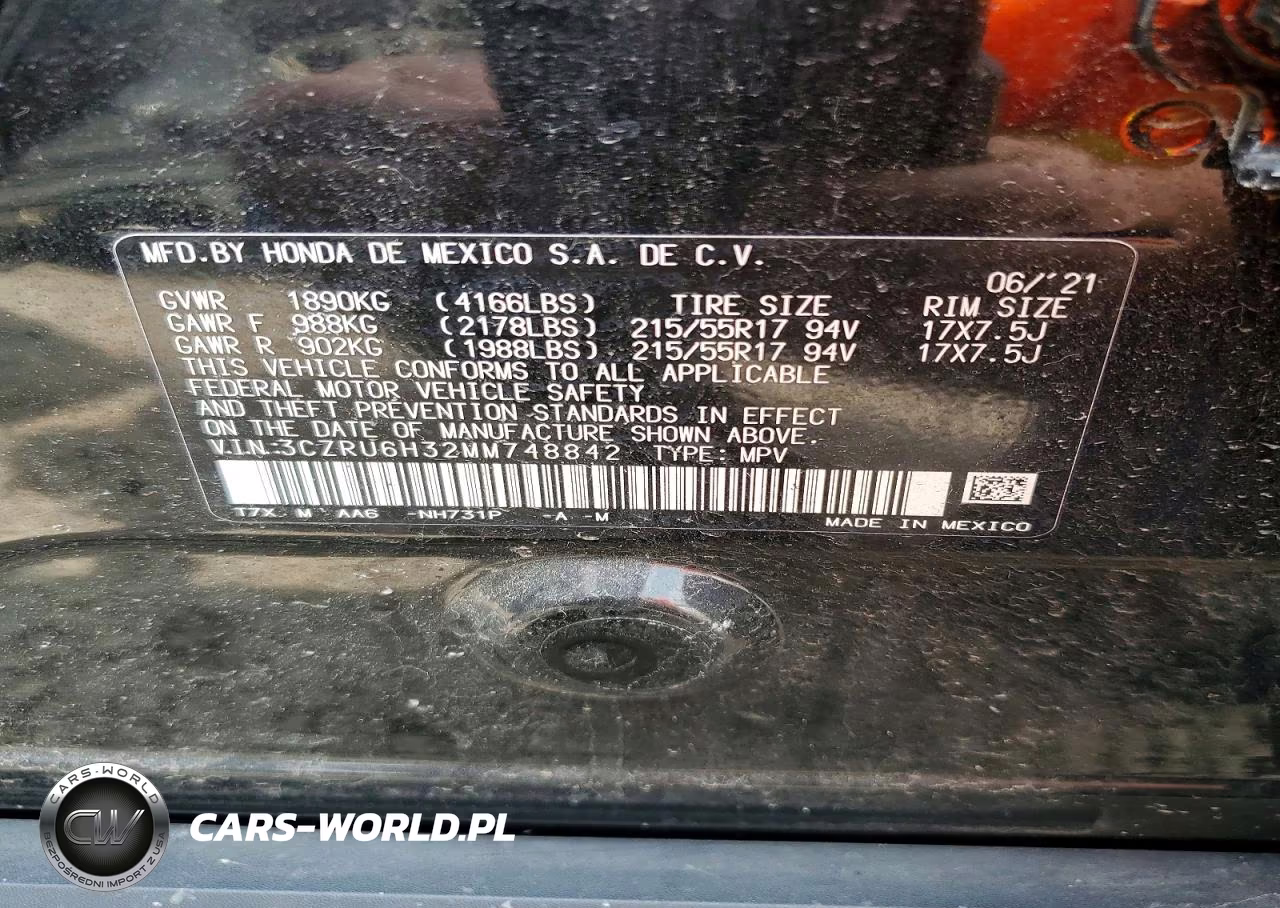 2021 Honda Hr-V Lx VIN:3CZRU6H32MM748842 - 12