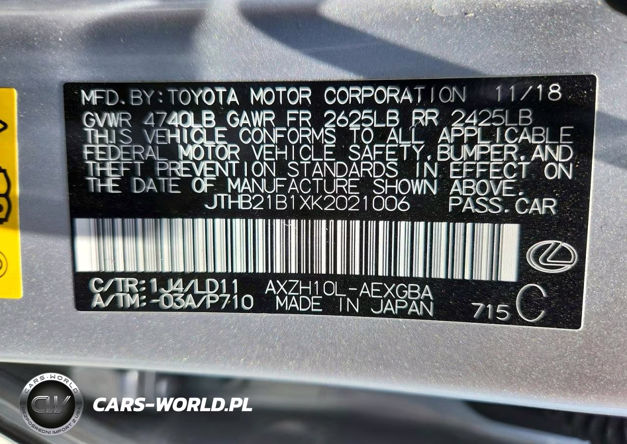 2019 Lexus Es 300H VIN:JTHB21B1XK2021006 - 13