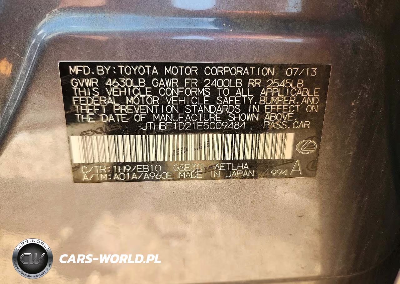 2014 Lexus Is 250 VIN:JTHBF1D21E5009484 - 12