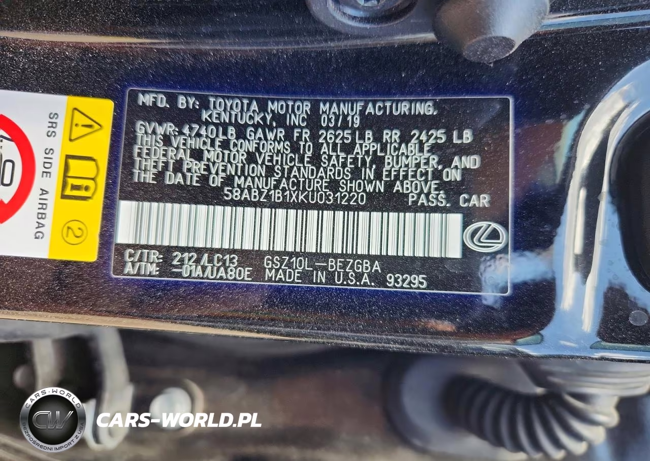 2019 Lexus Es 350 VIN:58ABZ1B1XKU031220 - 12