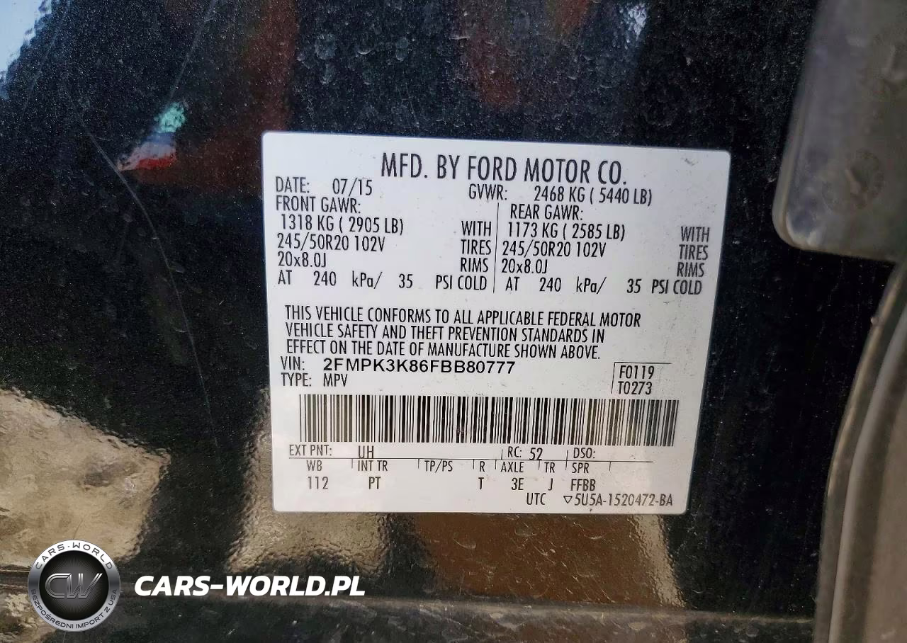 2015 Ford Edge Titanium VIN:2FMPK3K86FBB80777 - 14