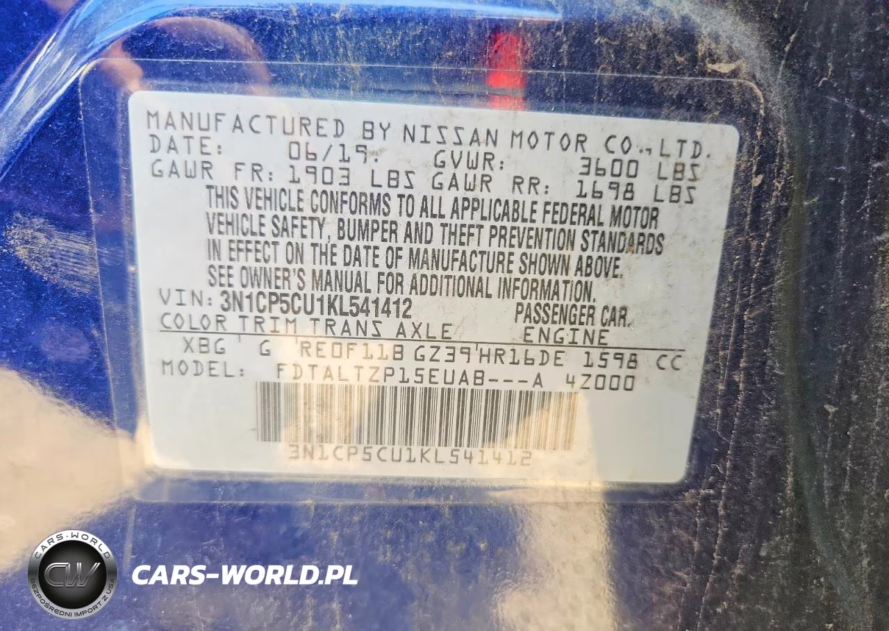 2019 Nissan Kicks Sr VIN:3N1CP5CU1KL541412 - 13
