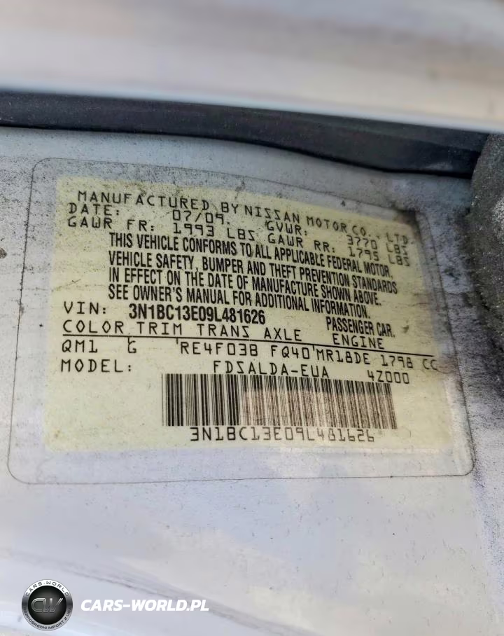 2009 Nissan Versa 1.8 S VIN:3N1BC13E09L481626 - 12