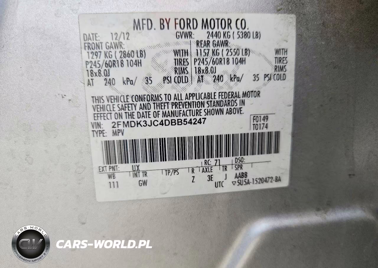 2013 Ford Edge Sel VIN:2FMDK3JC4DBB54247 - 12