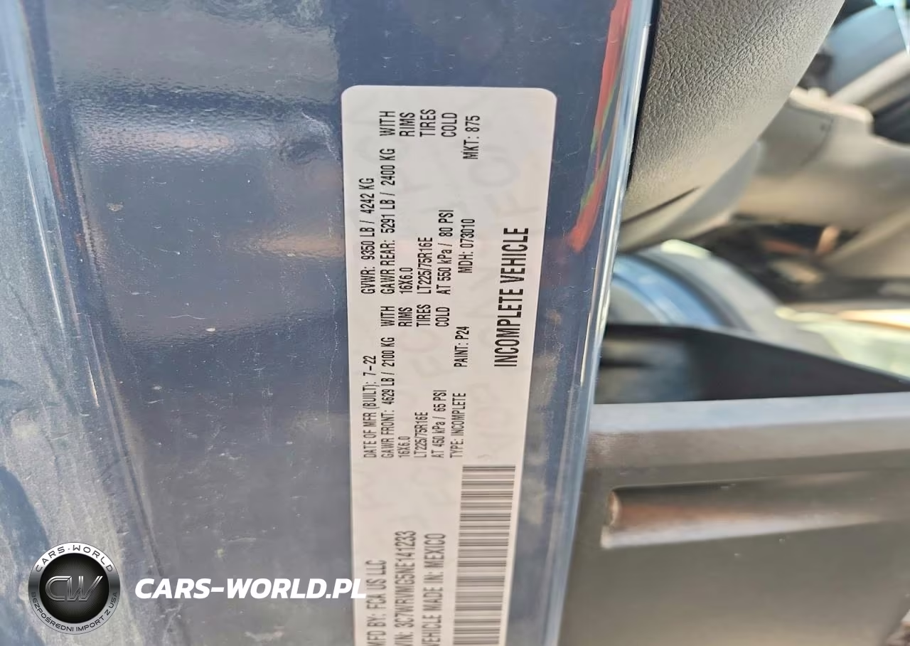 2022 Ram Promaster 3500 Delivery Truck VIN:3C7WRVMG5NE141233 - 11