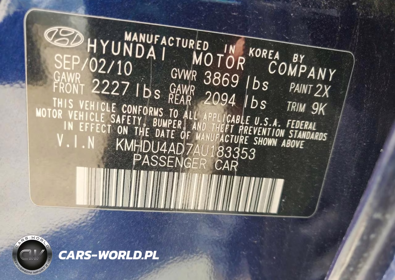2010 Hyundai Elantra Gls VIN:KMHDU4AD7AU183353 - 12